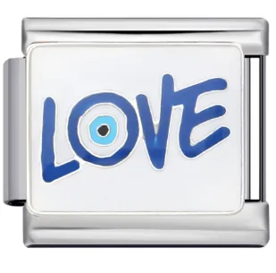 Charm Italiano Palabra Love con Ojo Plateado