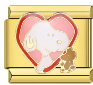 Charm Italiano Snoopy y Woodstock Corazón Dorado