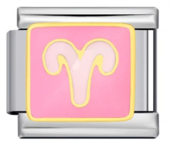 Charm Italiano Signo Aries Rosa Bicolor