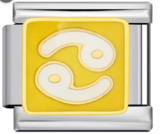 Charm Italiano Signo Géminis Amarillo Plateado