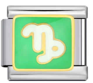 Charm Italiano Capricornio Verde Plateado