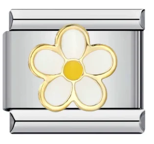Charm Italiano Flor Blanca y Amarilla Bicolor