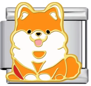 Charm Italiano Perrito Pomerania Esmaltado Bicolor