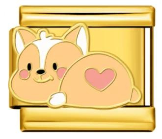 Charm Italiano Corgi Corazón Dorado