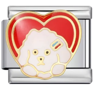 Charm Italiano Perrito Corazón Rojo Bicolor