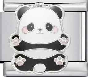 Charm Italiano Panda Esmaltado Plateado