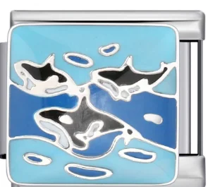 Charm Italiano Orcas Esmaltado Plateado