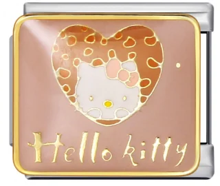 Charm Italiano Hello Kitty Corazón Rosa Dorado