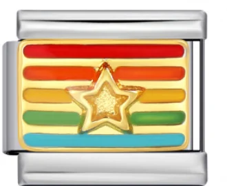 Charm Italiano Estrella Arcoíris Plateado
