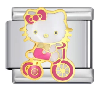 Charm Italiano Hello Kitty en Triciclo Plateado