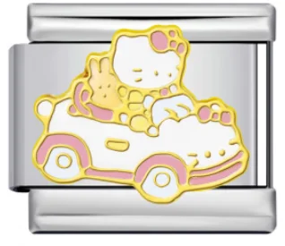 Charm Italiano Hello Kitty en Auto Plateado