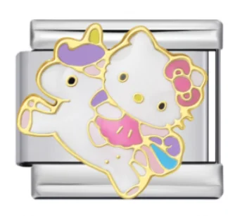 Charm Italiano Hello Kitty y Unicornio Plateado