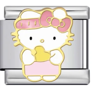Charm Italiano Hello Kitty con Corazón Plateado