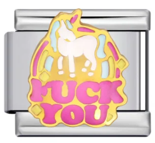 Charm Italiano Unicornio con Esmalte Rosa Plateado