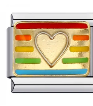 Charm Italiano Corazón Arcoíris Dorado