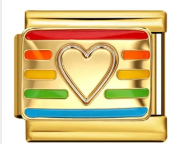 Charm Italiano Corazón Arcoíris Dorado