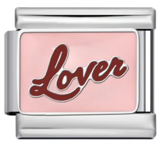 Charm Italiano Letrero Lover Rosa Plateado