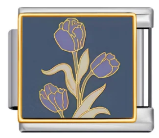 Charm Italiano Tulips Moradas Plateado