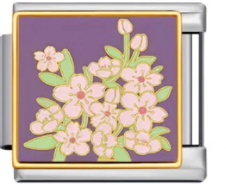 Charm Italiano Flores Rosas Plateado
