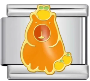 Charm Italiano Oso Naranja Plateado
