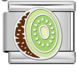 Charm Italiano Kiwi Esmaltado Plateado