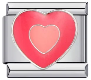 Charm Italiano Corazón Rosado Plateado