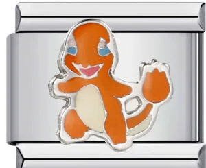 Charm Italiano Charmander Esmaltado Plateado