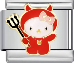 Charm Italiano Hello Kitty Diablo Rojo Plateado