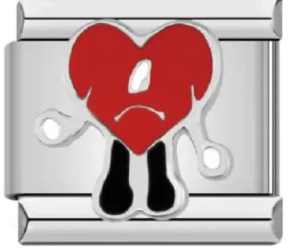 Charm Italiano Corazón Triste Rojo Plateado