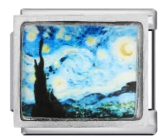 Charm Italiano Noche Estrellada de Van Gogh Plateado