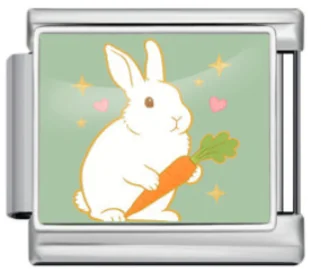 Charm Italiano Conejo con Zanahoria Plateado