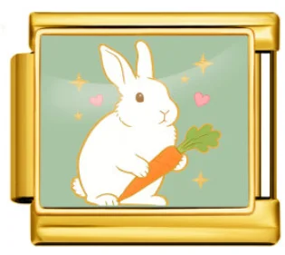 Charm Italiano Conejo con Zanahoria Dorado