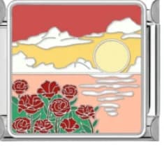 Charm Italiano Atardecer con Flores Plateado