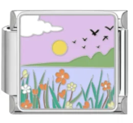 Charm Italiano Paisaje Primavera Plateado