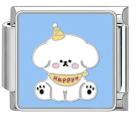 Charm Italiano Perrito Cumpleaños Plateado