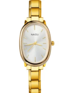 Reloj Italiano de Acero Dorado Ovalado
