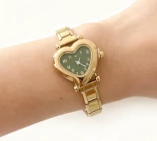 Reloj Italiano Corazón Verde Dorado