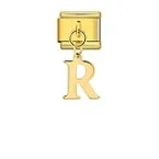 Charm Italiano Letra R Colgante Dorado