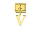 Charm Italiano Letra V Colgante Dorado