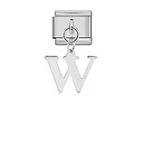 Charm Italiano Letra W Colgante Plateado