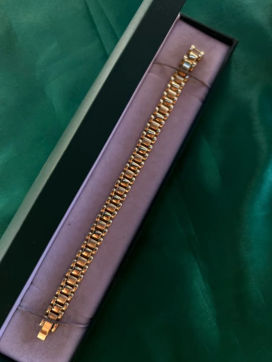 Pulsera Eslabones Estilo Reloj en Chapa de Oro 18k