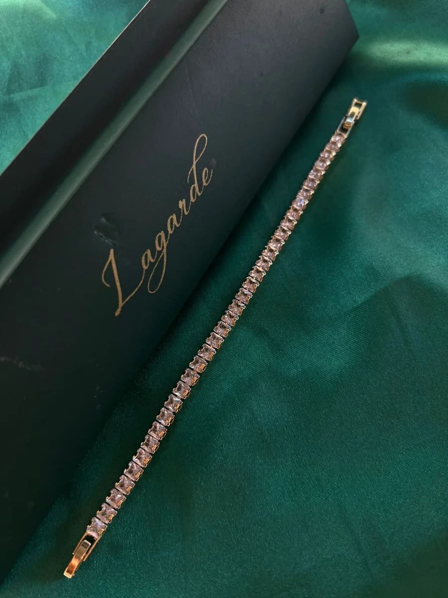 Pulsera Estilo Tennis de Piedra en Chapa de Oro 18k — vista 2