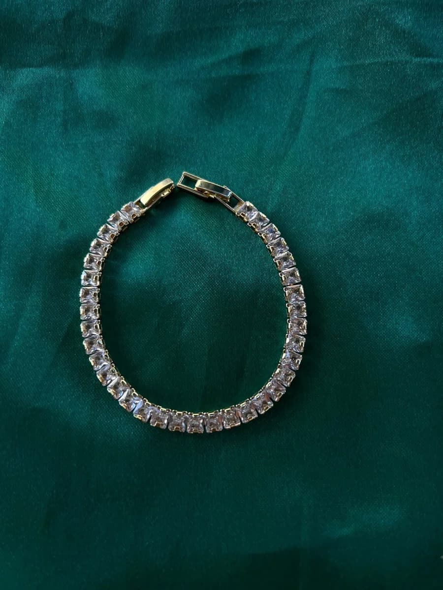 Pulsera Estilo Tennis de Piedra en Chapa de Oro 18k — vista 4