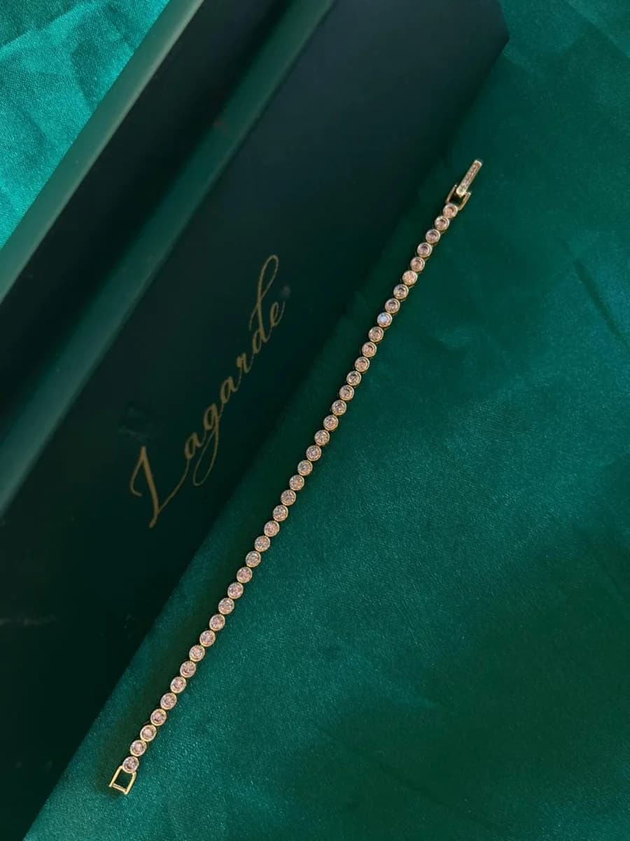 Pulsera Clásica Estilo Tenis Circonias Redondas Chapa de Oro 18k — vista 2