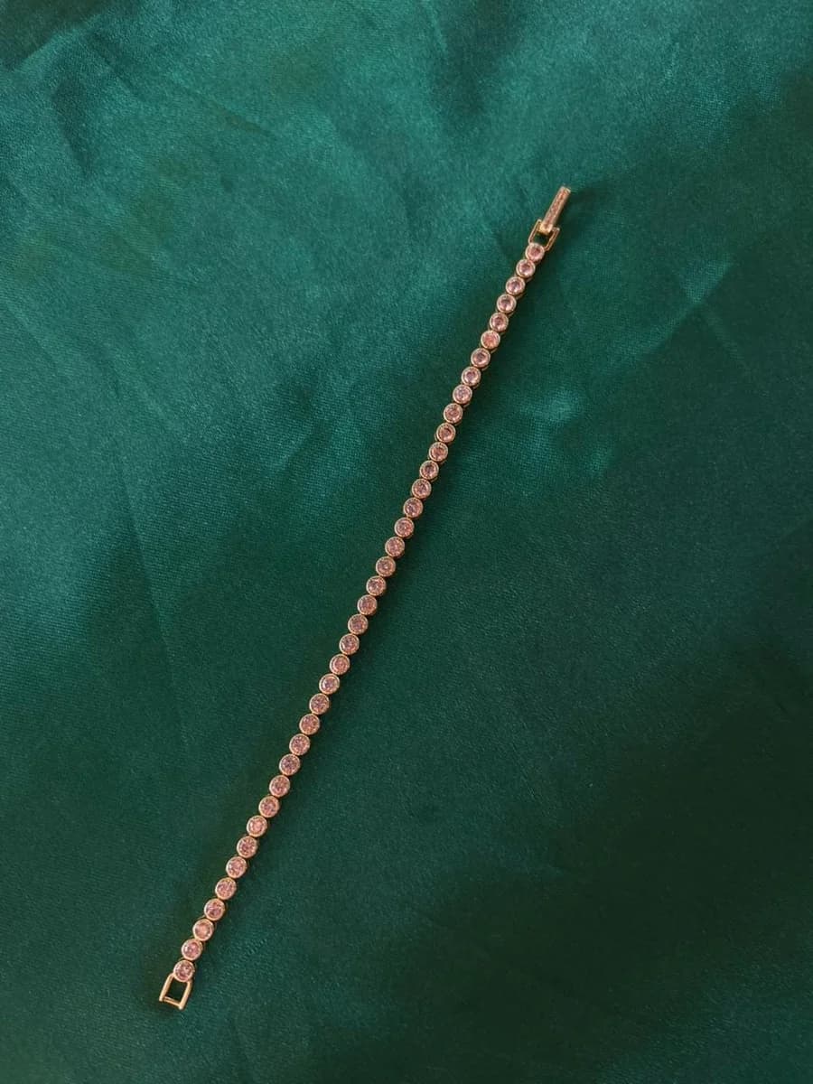 Pulsera Clásica Estilo Tenis Circonias Redondas Chapa de Oro 18k — vista 4