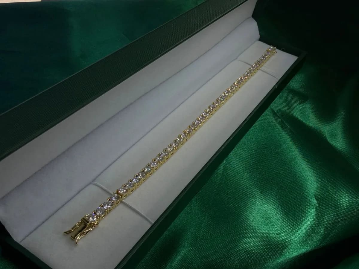 Pulsera Estilo Tennis de Piedra en Chapa de Oro 18k — vista 3