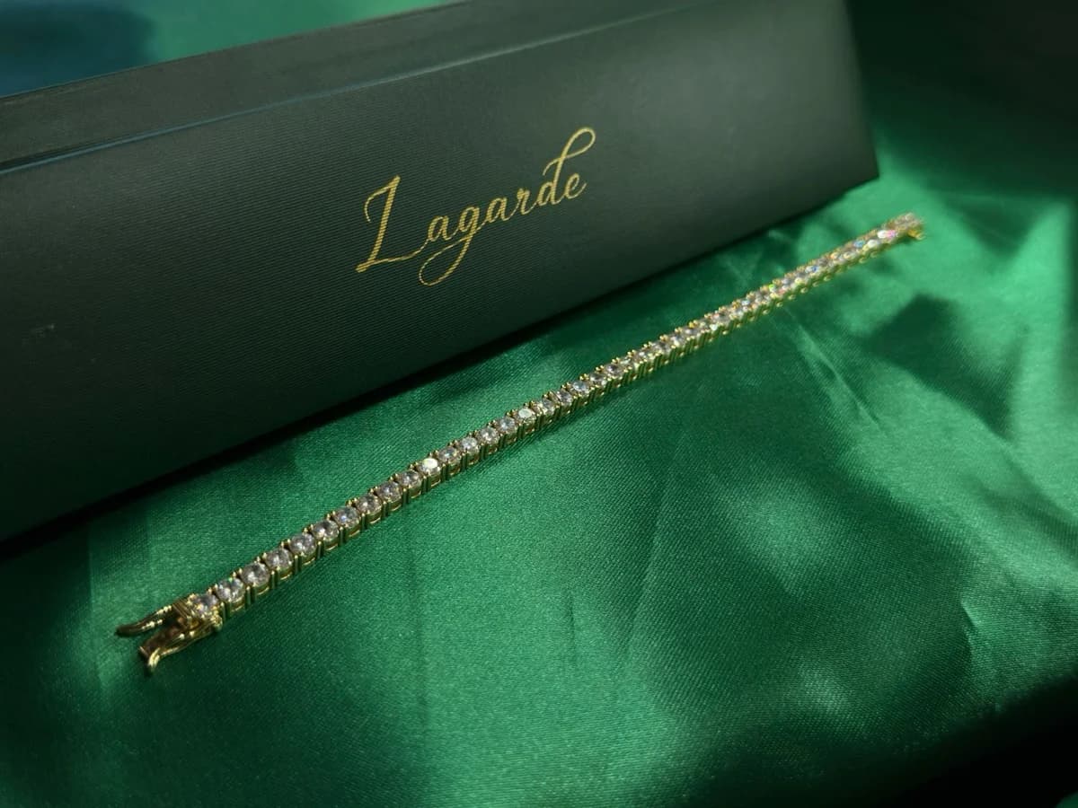 Pulsera Estilo Tennis de Piedra en Chapa de Oro 18k — vista 4