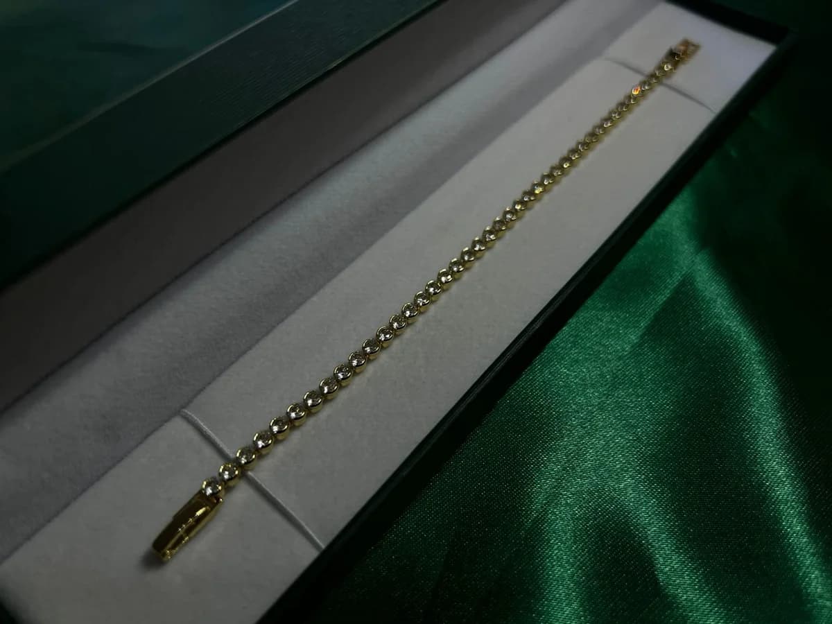 Pulsera Estilo Tennis de Piedra en Chapa de Oro 18k — vista 2