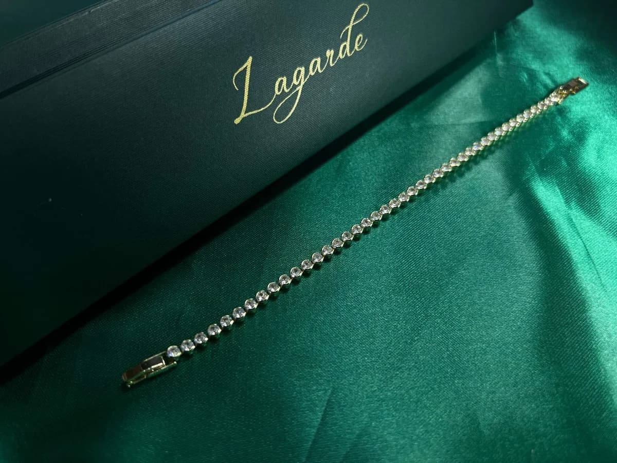 Pulsera Estilo Tennis de Piedra en Chapa de Oro 18k — vista 4