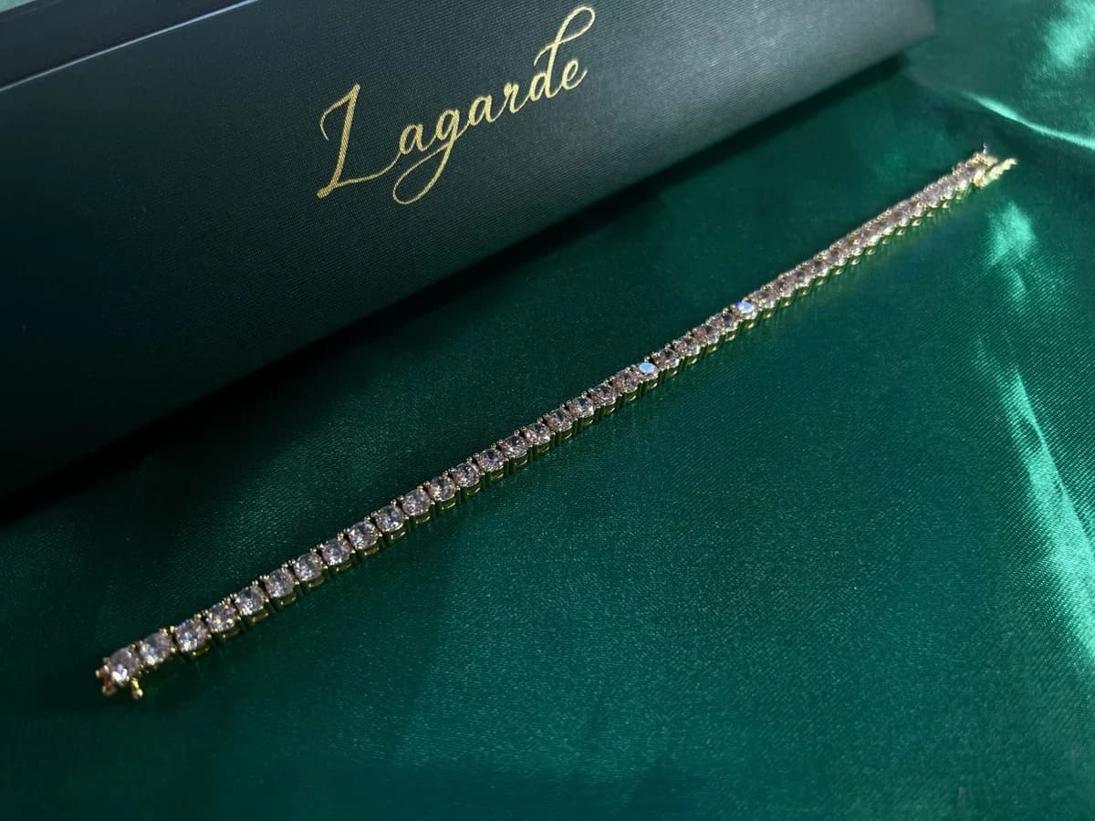 Pulsera Estilo Tennis de Piedra en Chapa de Oro 18k — vista 4